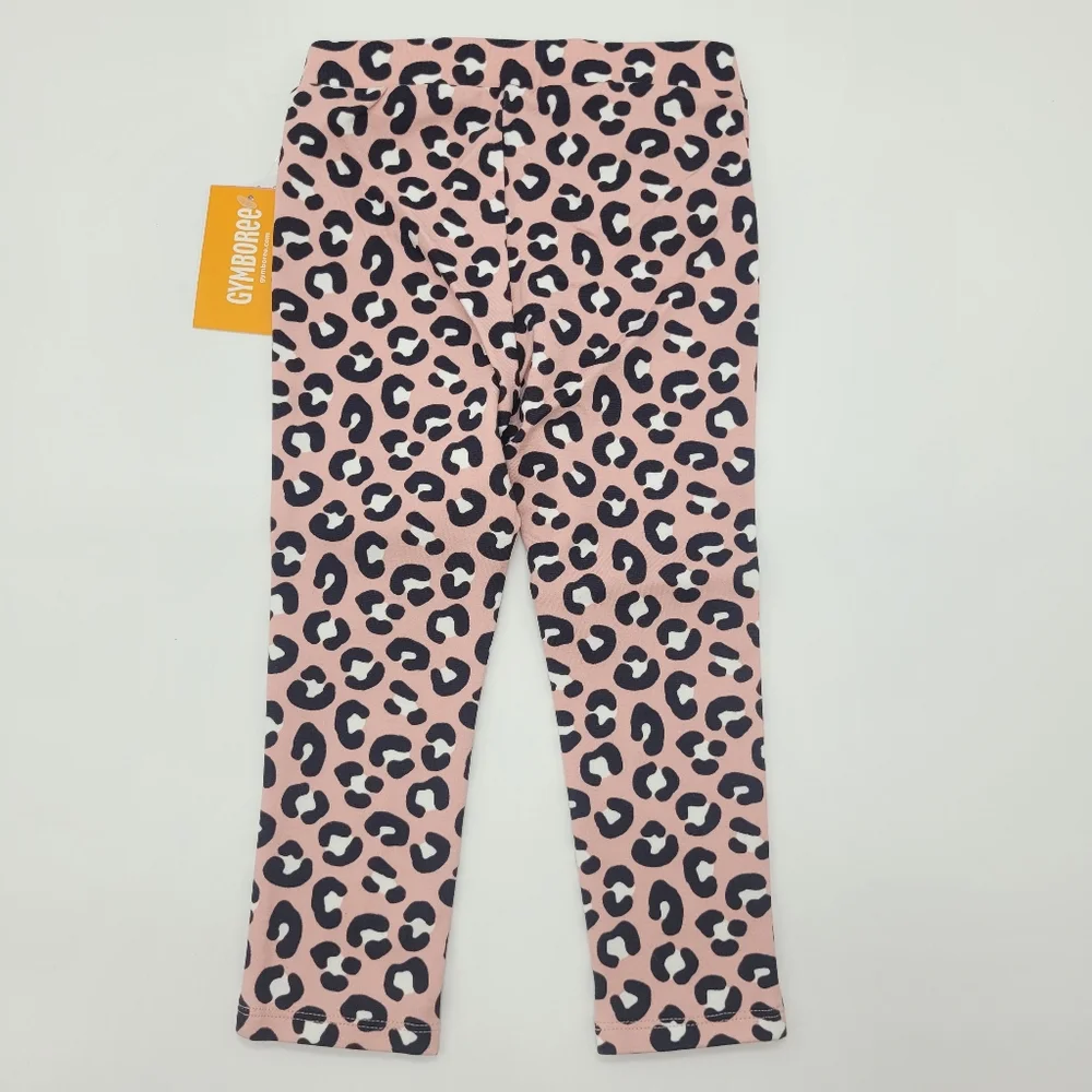 Gymboree Leggings Leopard Animal Print Pink Black Stretch Size 12-18mo NEW